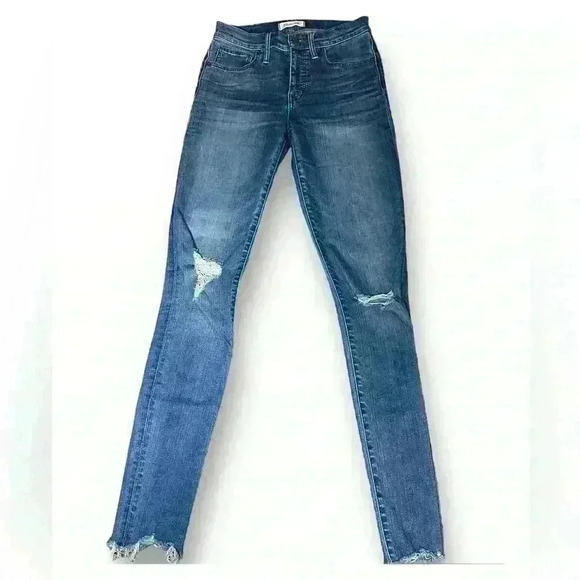 MADEWELL 9" High-Rise Skinny Jeans in Allegra Wash Rip & Repair Edition Sz. 27 T - Picture 5 of 15